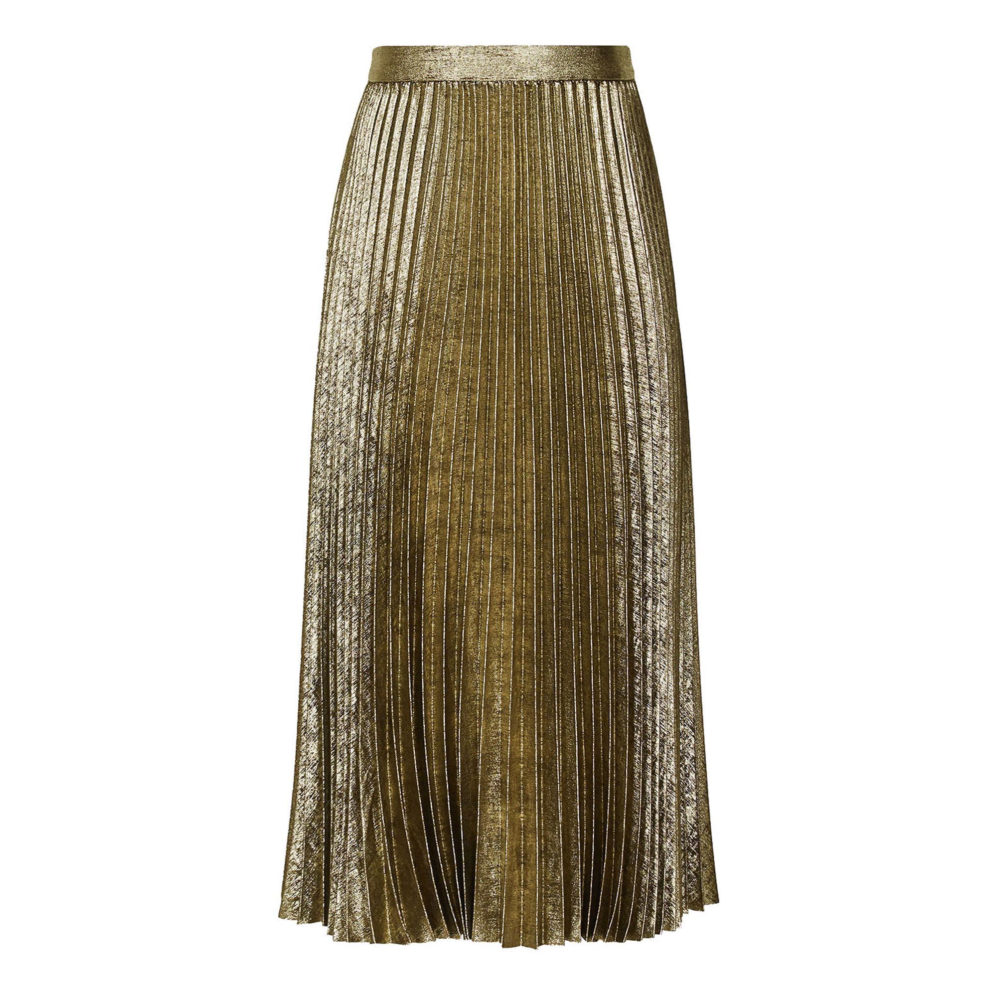 Gemma Metallic Pleated Midi Skirt